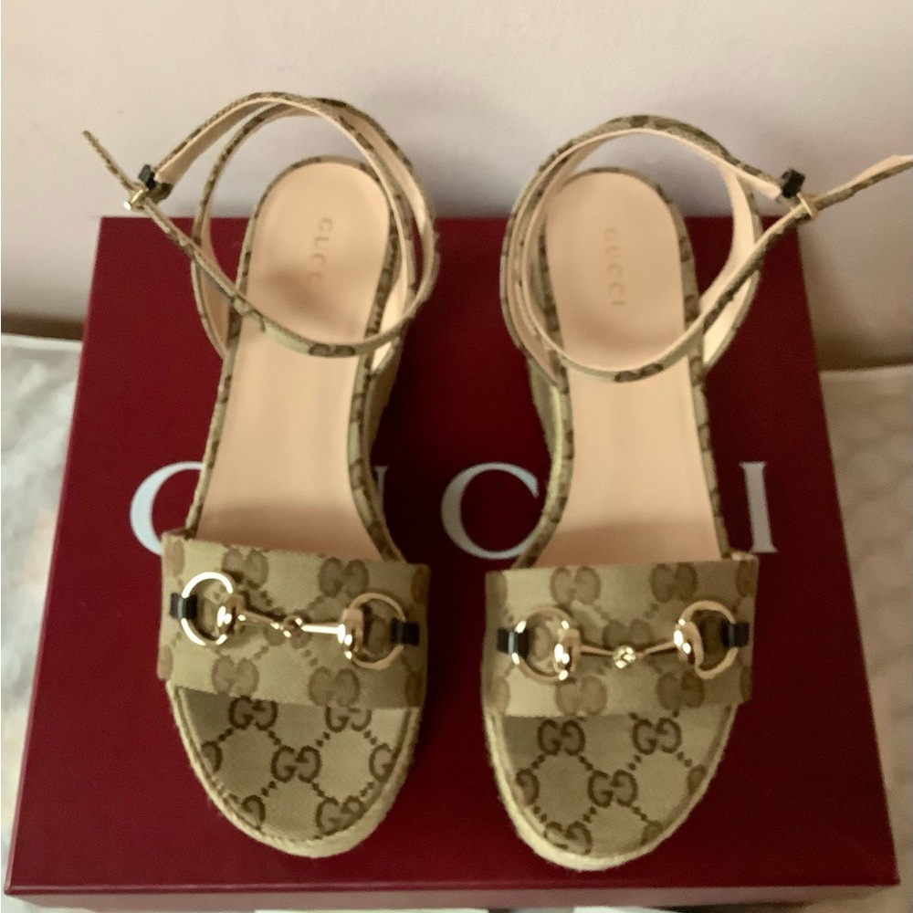 BNIB Gucci Women's Horsebit Espadrille Platform Sandal sz.36 - Picture 6 of 12